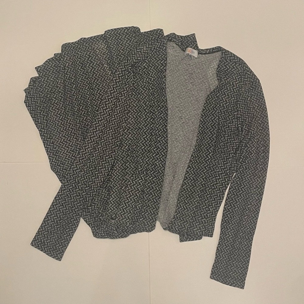 LuLaRoe Sarah Black and Gray Patterned Cardigan